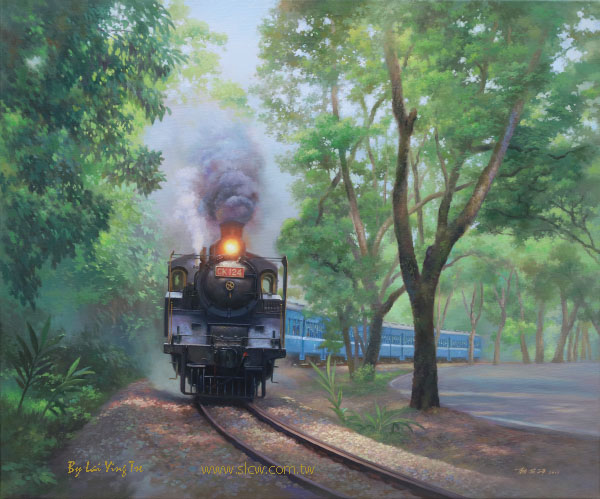 The Whistle of CK124 in Green Tunnel_Jiji Line Railway painted by Lai Ying-Tse_綠色隧道的汽笛聲_集集線鐵道＿賴英澤　繪